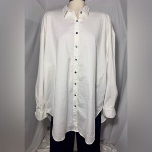 Mother Oxford Oversized Washable Oxford Shirt White Button Down Size 5 Plus